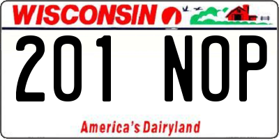 WI license plate 201NOP