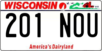 WI license plate 201NOU