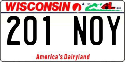 WI license plate 201NOY