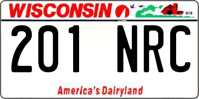 WI license plate 201NRC
