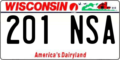 WI license plate 201NSA