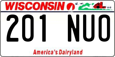 WI license plate 201NUO