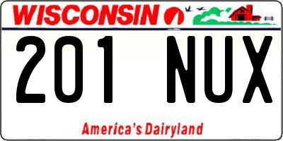 WI license plate 201NUX