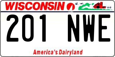 WI license plate 201NWE
