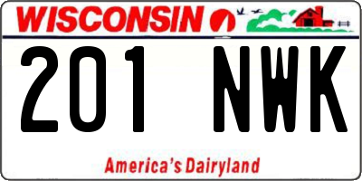 WI license plate 201NWK