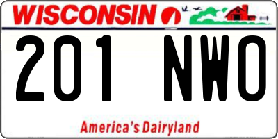 WI license plate 201NWO