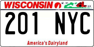 WI license plate 201NYC