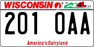 WI license plate 201OAA