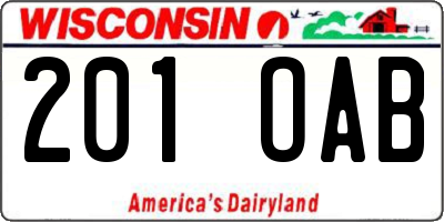 WI license plate 201OAB