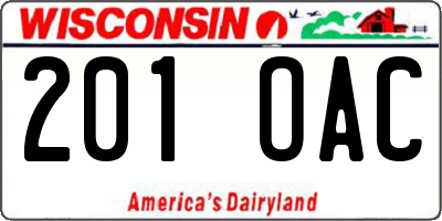 WI license plate 201OAC