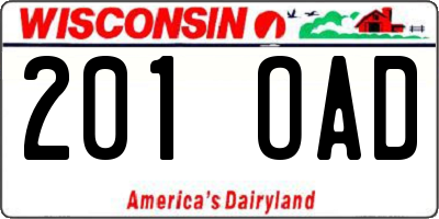 WI license plate 201OAD