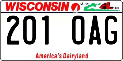 WI license plate 201OAG