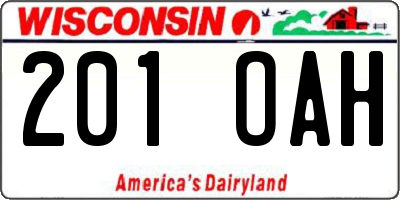 WI license plate 201OAH