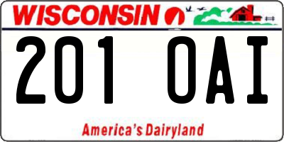 WI license plate 201OAI