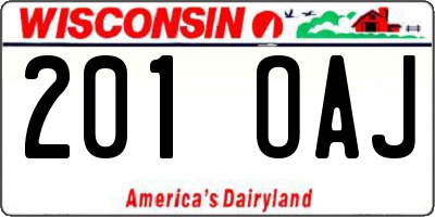 WI license plate 201OAJ