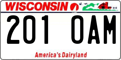 WI license plate 201OAM