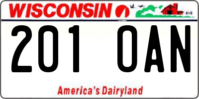 WI license plate 201OAN