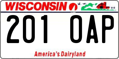 WI license plate 201OAP