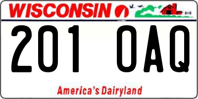 WI license plate 201OAQ
