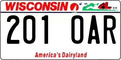 WI license plate 201OAR