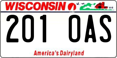 WI license plate 201OAS