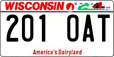 WI license plate 201OAT