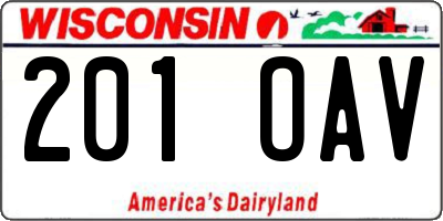 WI license plate 201OAV