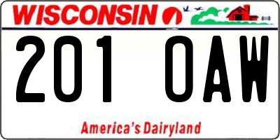 WI license plate 201OAW