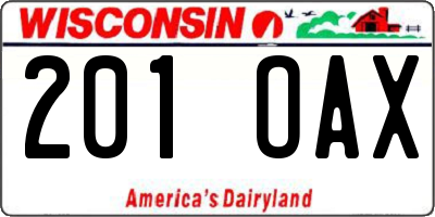 WI license plate 201OAX