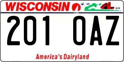 WI license plate 201OAZ