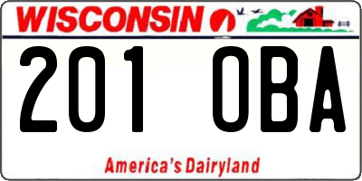WI license plate 201OBA