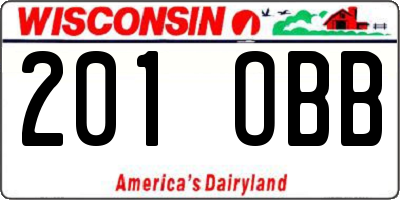 WI license plate 201OBB