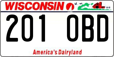 WI license plate 201OBD