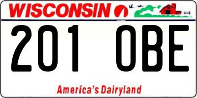 WI license plate 201OBE