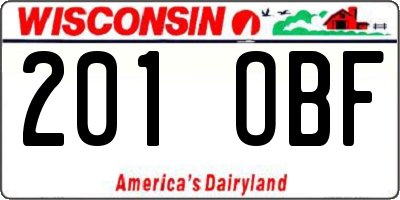 WI license plate 201OBF