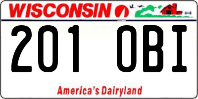 WI license plate 201OBI