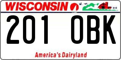 WI license plate 201OBK