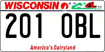 WI license plate 201OBL