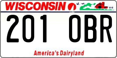 WI license plate 201OBR