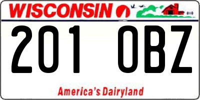 WI license plate 201OBZ
