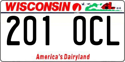 WI license plate 201OCL