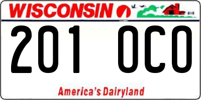 WI license plate 201OCO