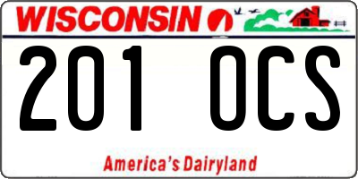 WI license plate 201OCS