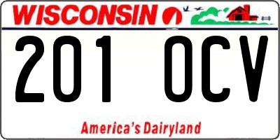 WI license plate 201OCV