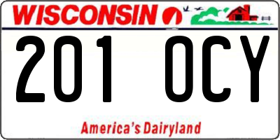 WI license plate 201OCY