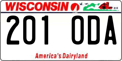 WI license plate 201ODA