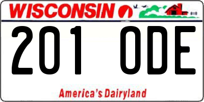 WI license plate 201ODE