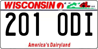 WI license plate 201ODI