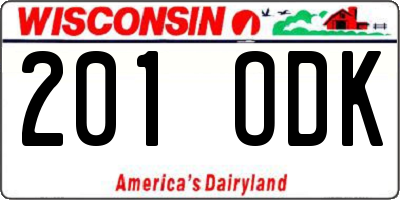 WI license plate 201ODK