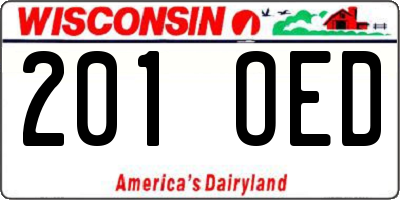 WI license plate 201OED